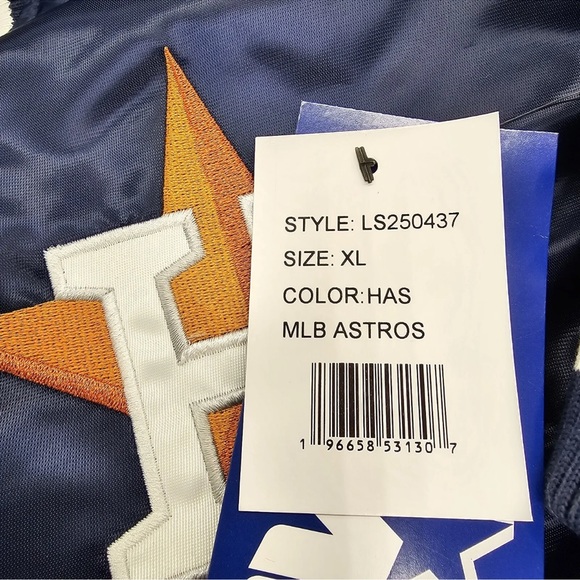 Starter Navy Houston Astros Satin Full-Snap Varsity Jacket Mens Size XL New - Picture 5 of 5